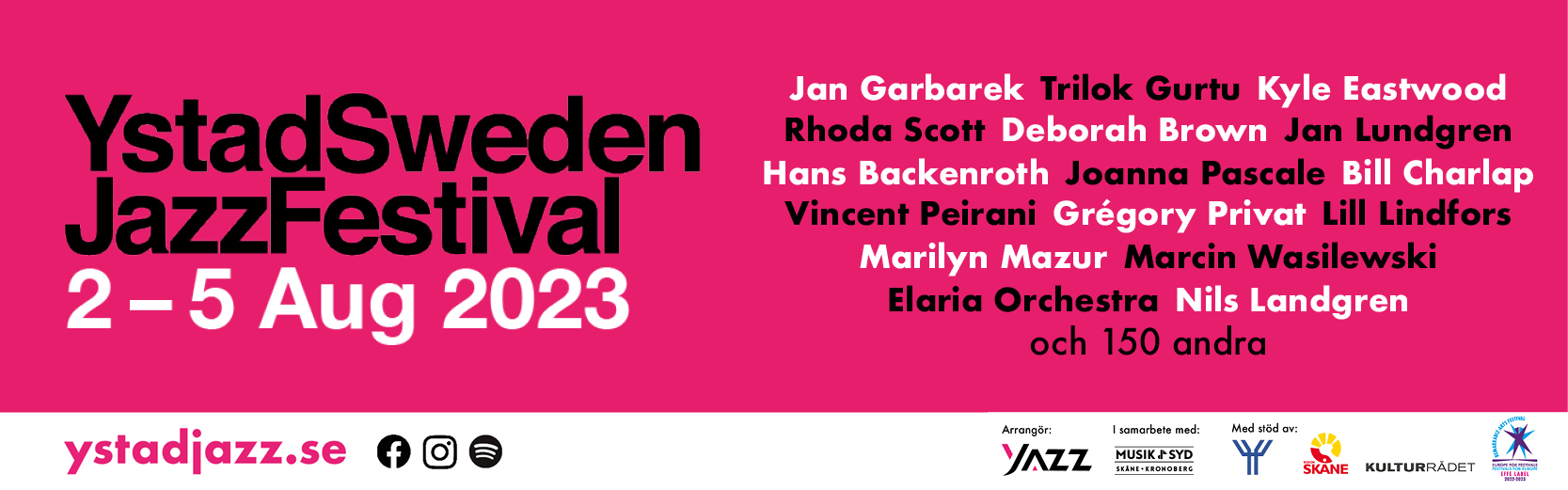 Annons: Ystad Sweden Jazz Festival 2-5 augusti 2023